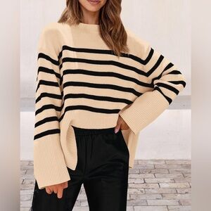 Striped Cream and Black Sweater